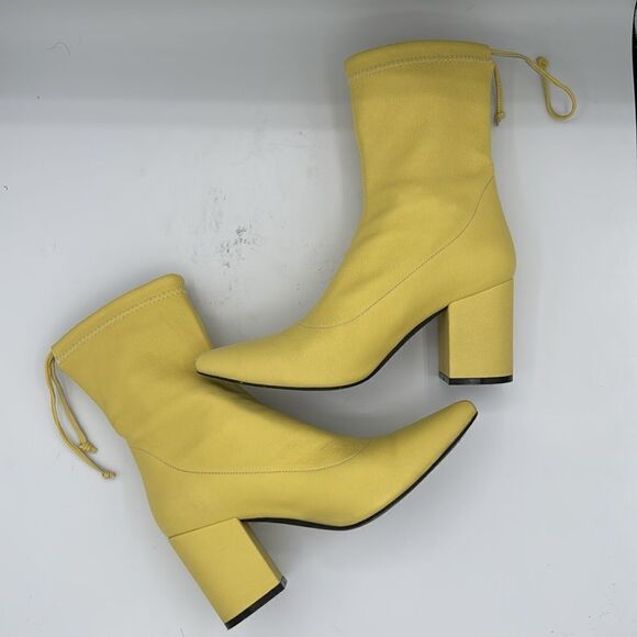 NIB Anine Bing Chloe Leather Ankle Boots Popcorn Yellow Size 37/ US 7 - Picture 12 of 16